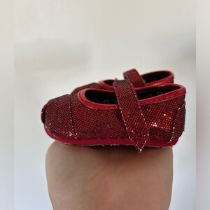 TOMS Ruby Red Glitter Tiny TOMS Toddler Size T3